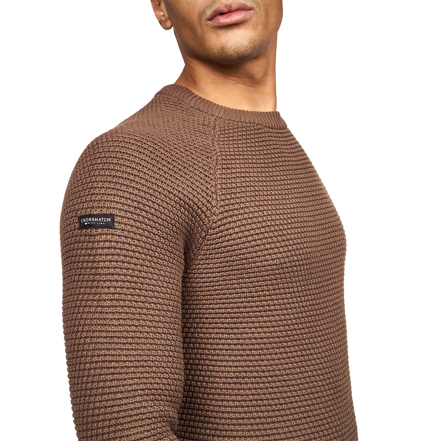 Chocolate Chip - Side - Crosshatch Mens Kermer Knitted Jumper