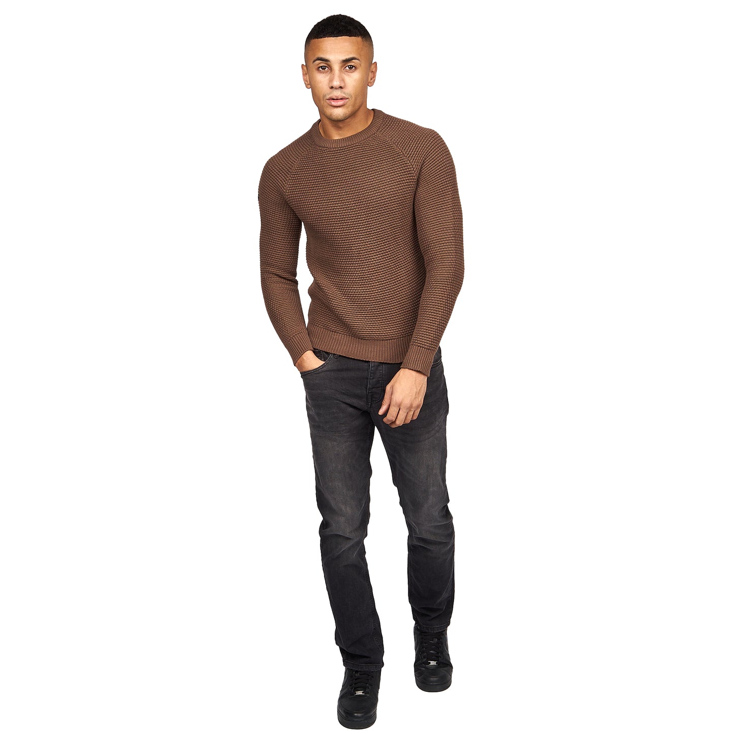 Chocolate Chip - Lifestyle - Crosshatch Mens Kermer Knitted Jumper