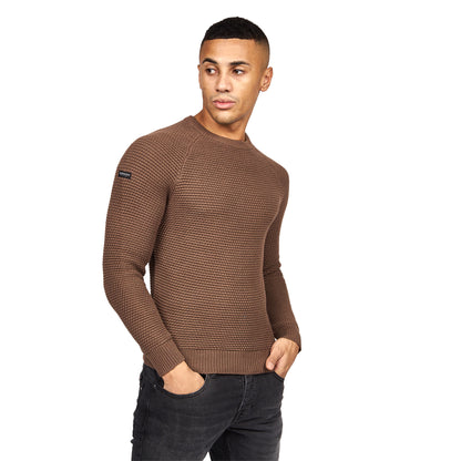 Chocolate Chip - Front - Crosshatch Mens Kermer Knitted Jumper