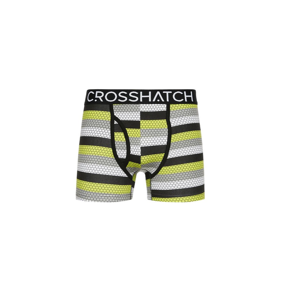 Lime-Black-Grey - Back - Crosshatch Mens Crystaline Boxer Shorts (Pack of 3)
