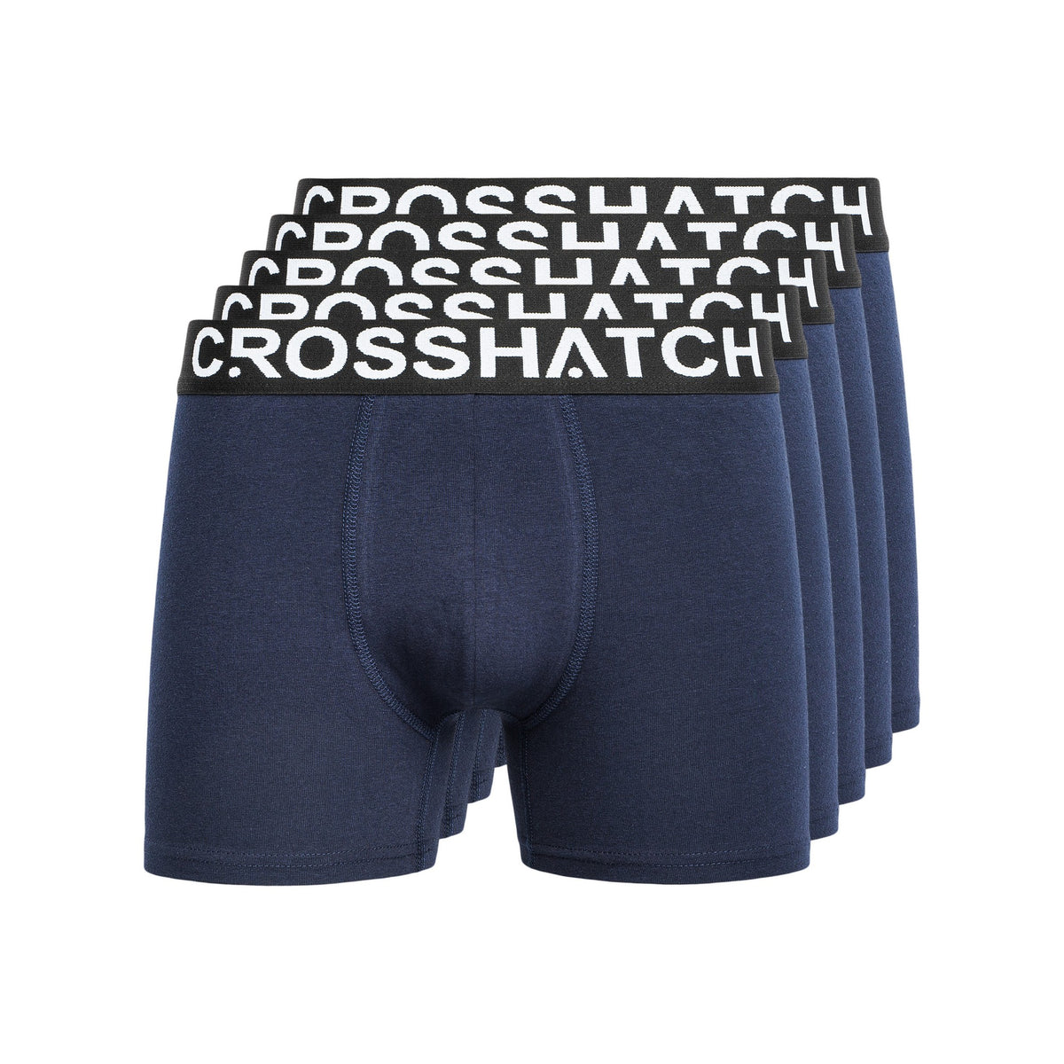 Navy - Front - Crosshatch Mens Astral Boxer Shorts (Pack of 5)