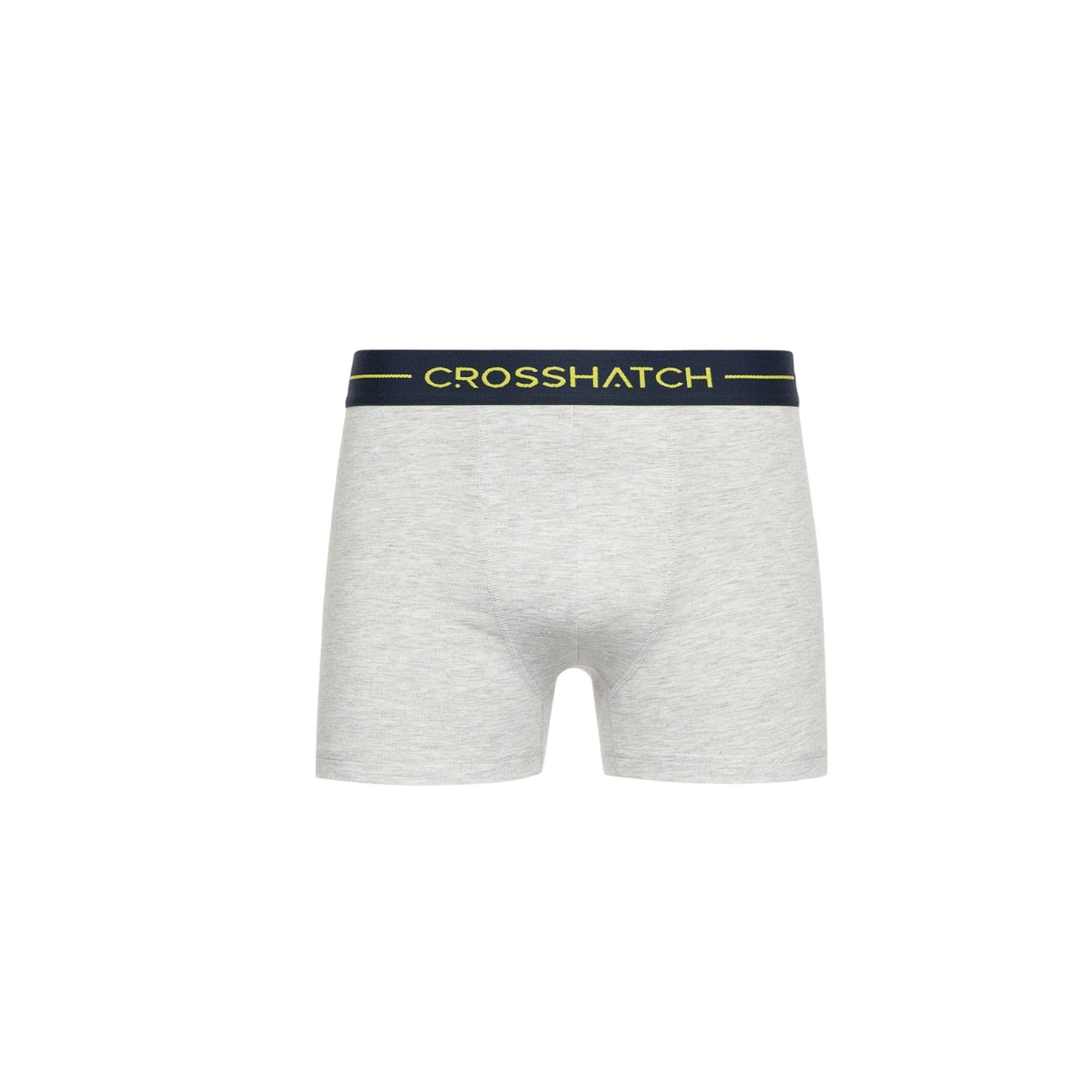 Yellow-Grey-Navy - Side - Crosshatch Mens Warbler Boxer Shorts (Pack Of 3)