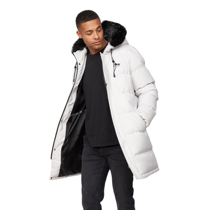 Light Grey - Back - Born Rich Mens Modrico Mid Length Parka