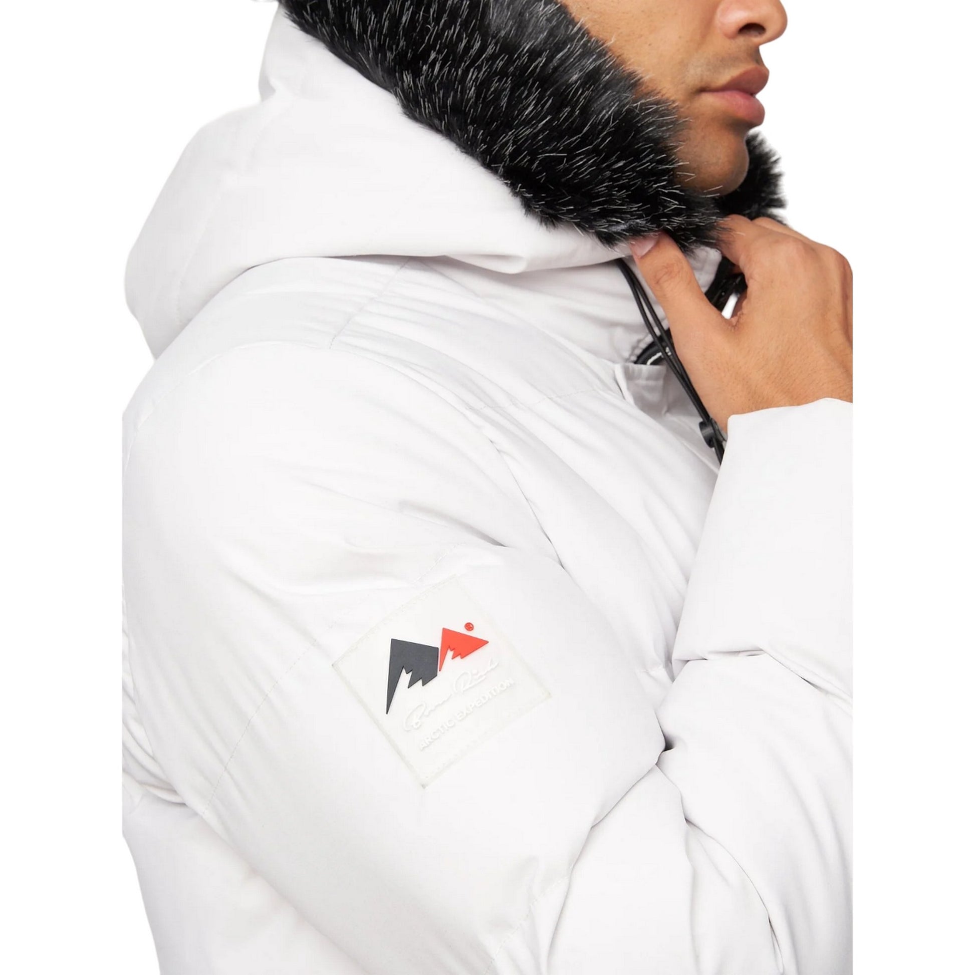 Light Grey - Side - Born Rich Mens Modrico Mid Length Parka
