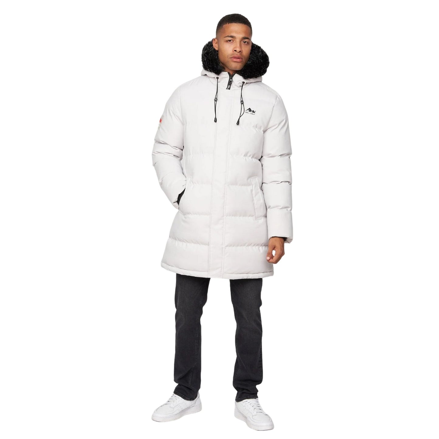 Light Grey - Lifestyle - Born Rich Mens Modrico Mid Length Parka
