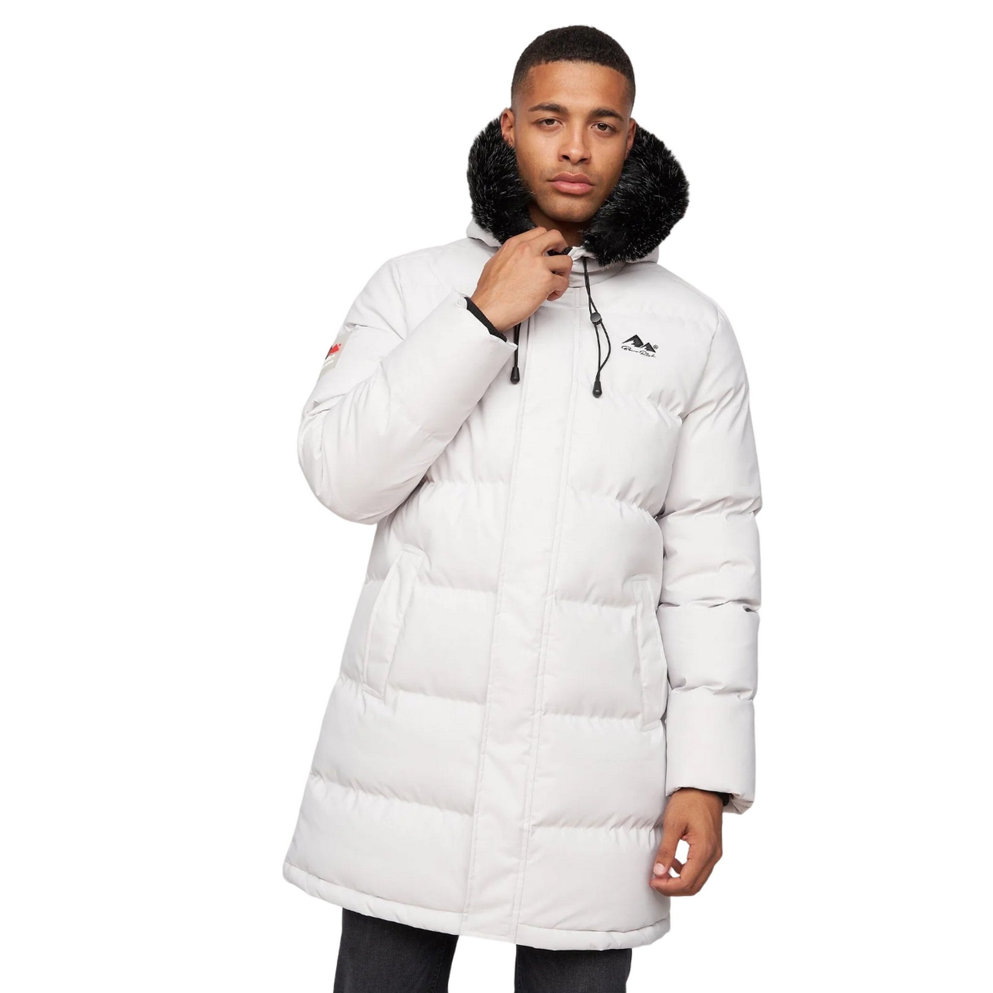 Light Grey - Front - Born Rich Mens Modrico Mid Length Parka