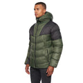 Dark Olive-Black - Back - Duck And Cover Mens Raymax Contrast Panel Padded Jacket
