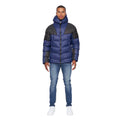 Navy-Black - Side - Duck And Cover Mens Raymax Contrast Panel Padded Jacket