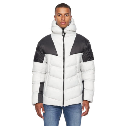 Putty-Black - Front - Duck And Cover Mens Raymax Contrast Panel Padded Jacket