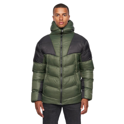 Dark Olive-Black - Front - Duck And Cover Mens Raymax Contrast Panel Padded Jacket