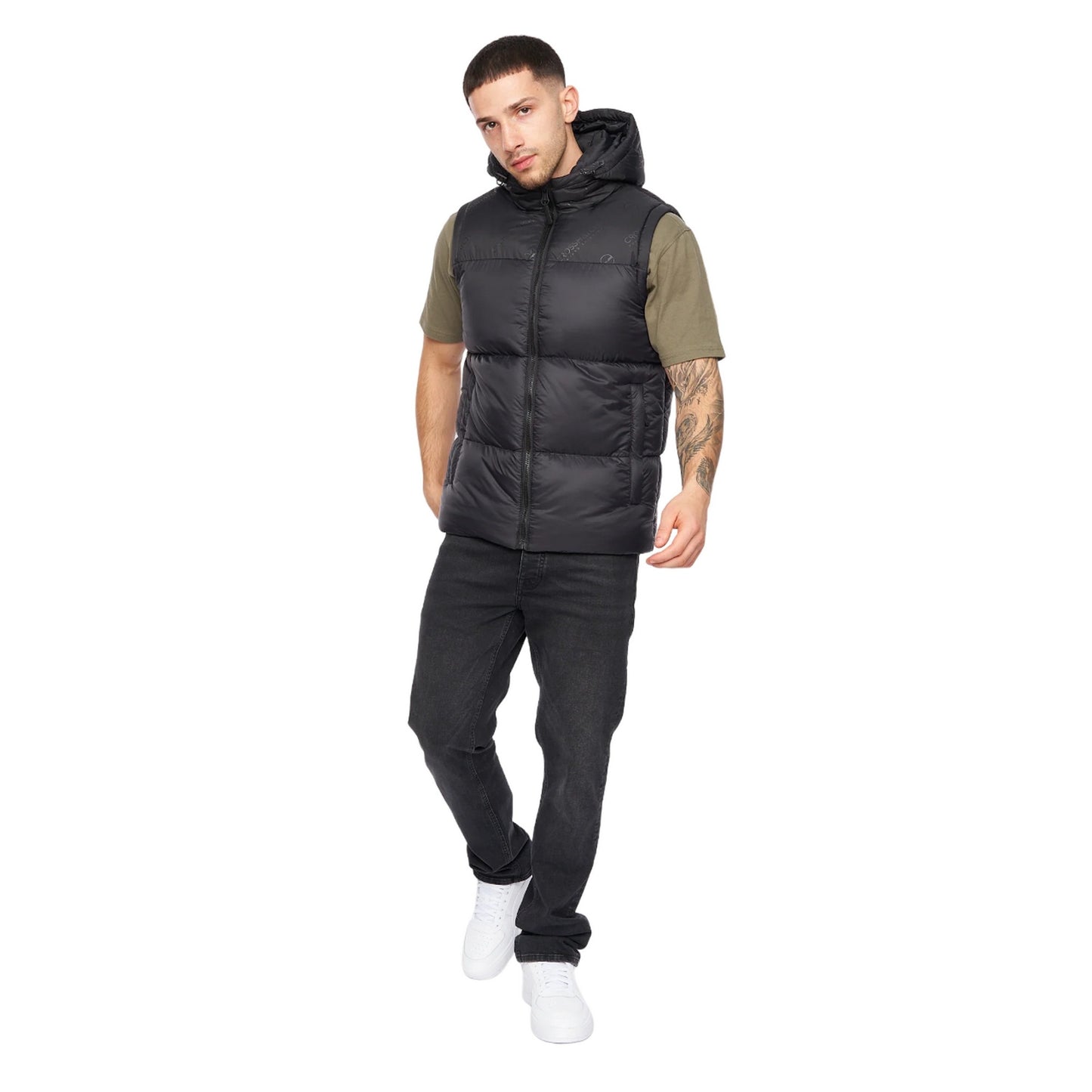 Black - Lifestyle - Crosshatch Mens Chemerley Hooded Gilet