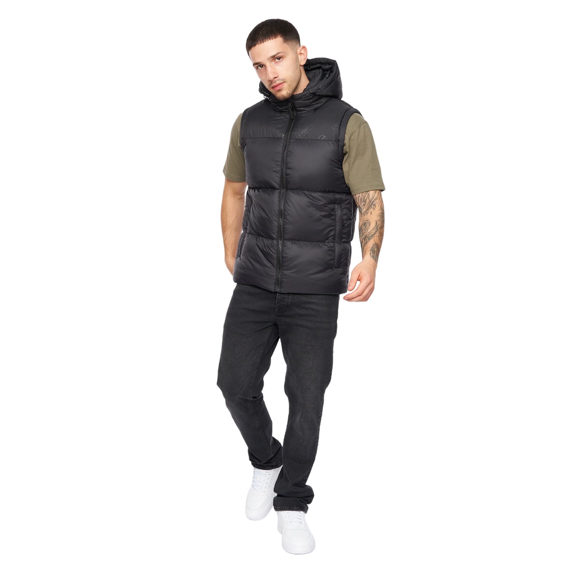 Black - Lifestyle - Crosshatch Mens Chemerley Hooded Gilet