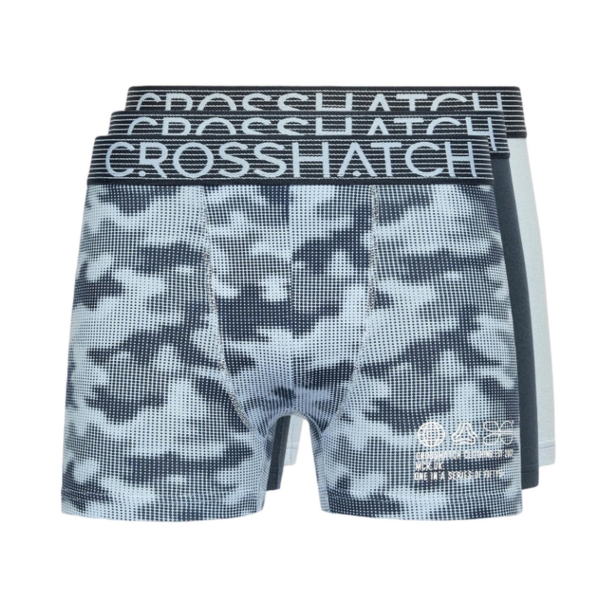 Navy - Front - Crosshatch Mens Guillemot Boxer Shorts (Pack Of 3)