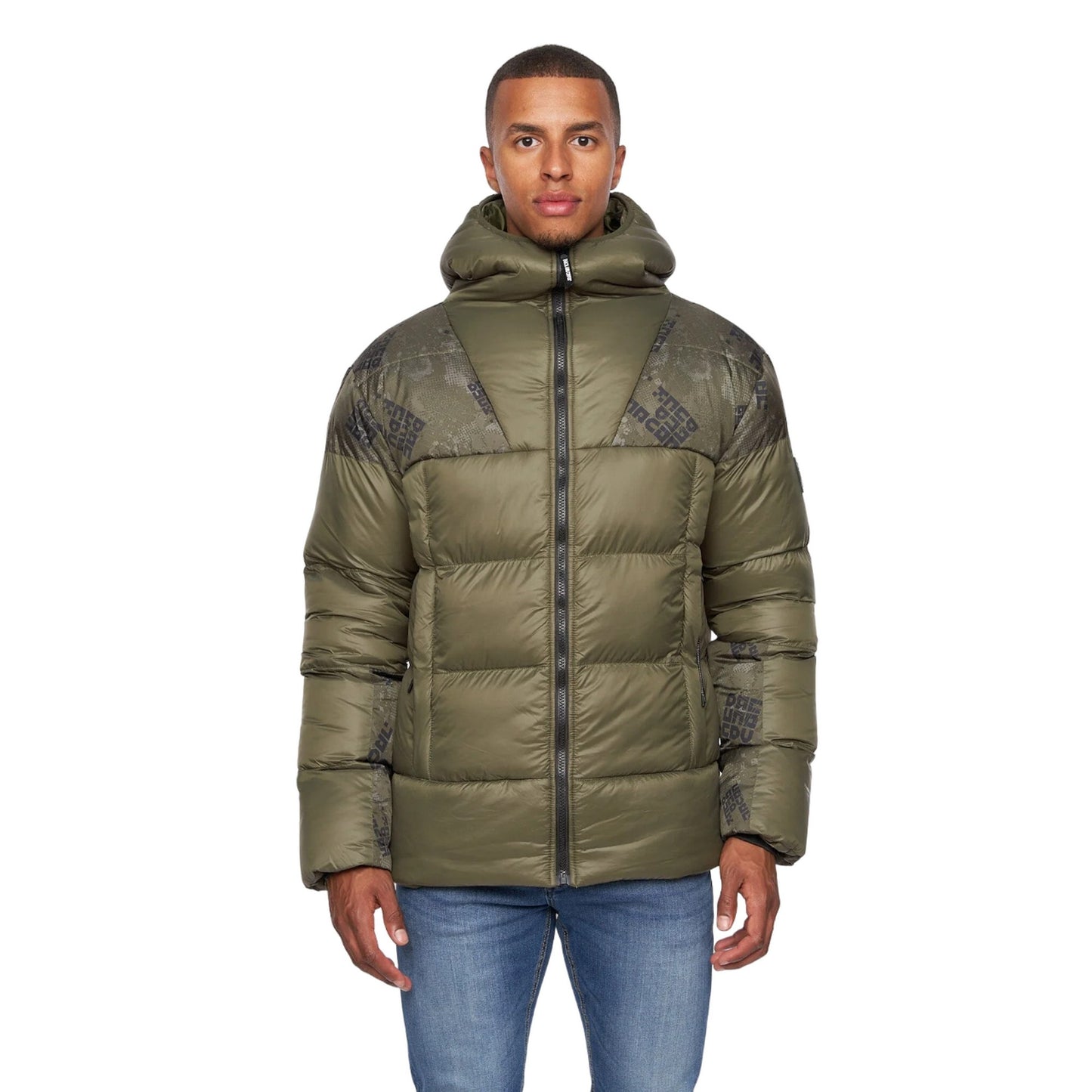 Olive - Front - Duck And Cover Mens Ryebank Camo Padded Jacket