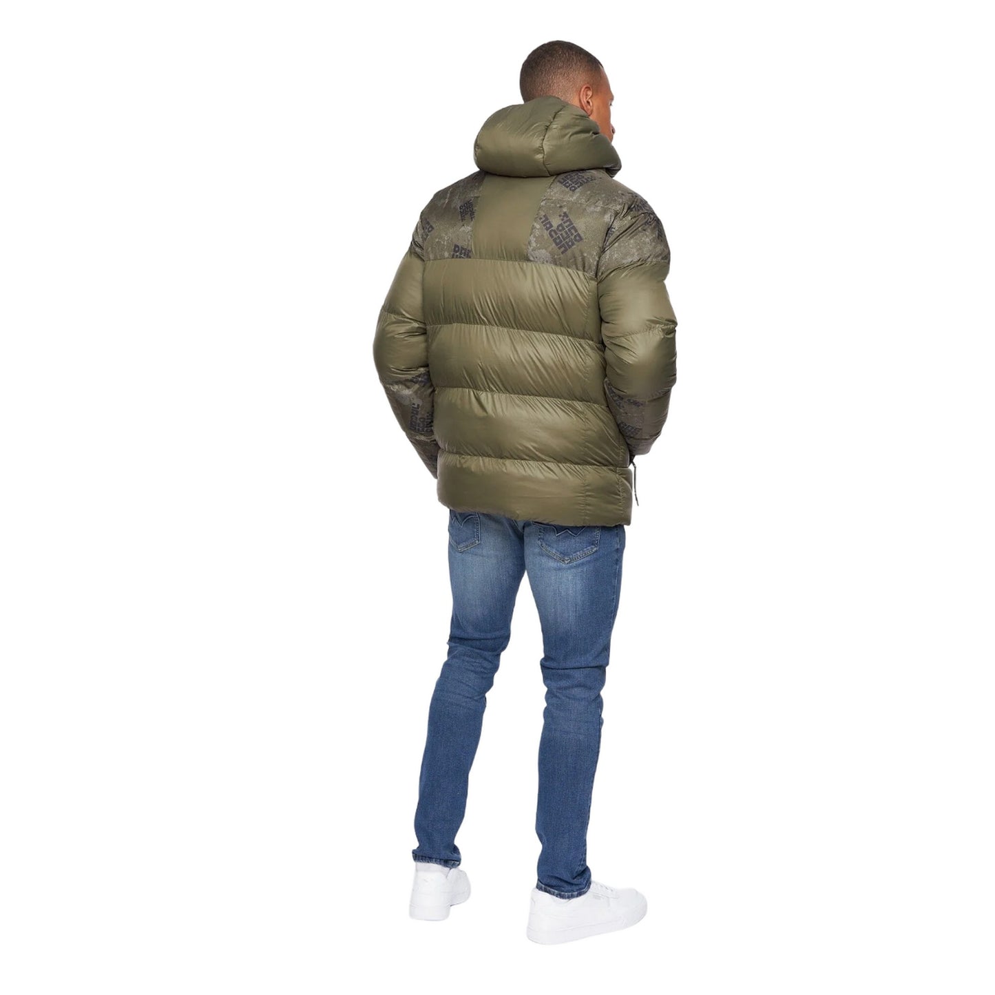 Olive - Back - Duck And Cover Mens Ryebank Camo Padded Jacket