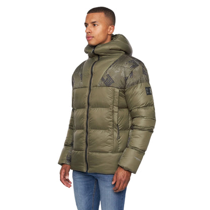 Olive - Side - Duck And Cover Mens Ryebank Camo Padded Jacket