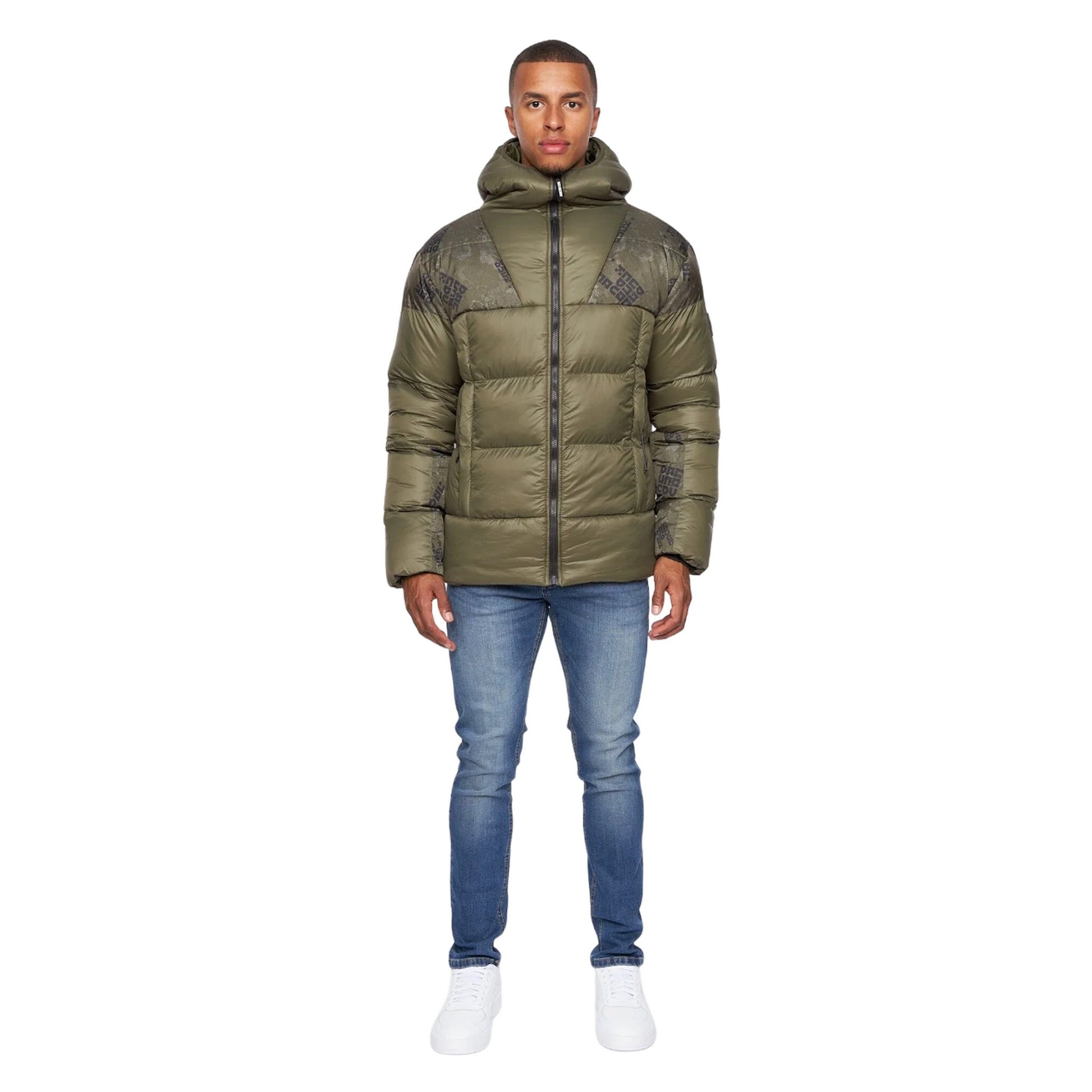 Olive - Lifestyle - Duck And Cover Mens Ryebank Camo Padded Jacket