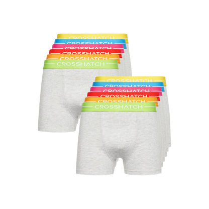 Grey Marl - Front - Crosshatch Mens Astral Boxer Shorts (Pack of 12)