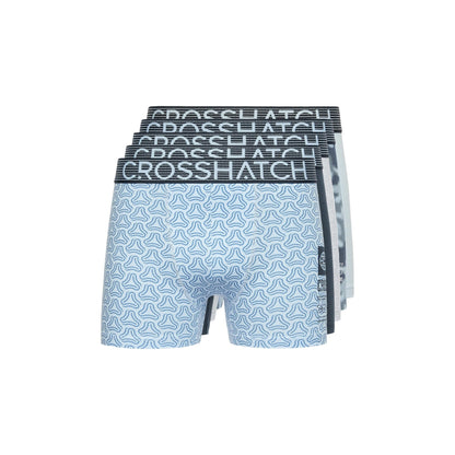 Navy-Grey-Blue - Front - Crosshatch Mens Buzzard Boxer Shorts (Pack of 5)