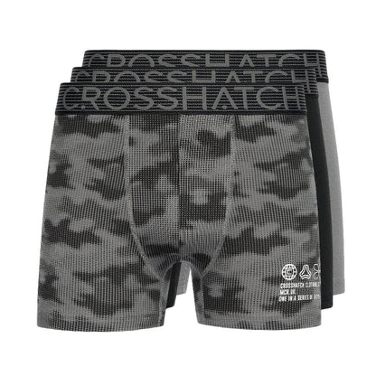 Black-Grey - Front - Crosshatch Mens Buzzard Boxer Shorts (Pack of 5)