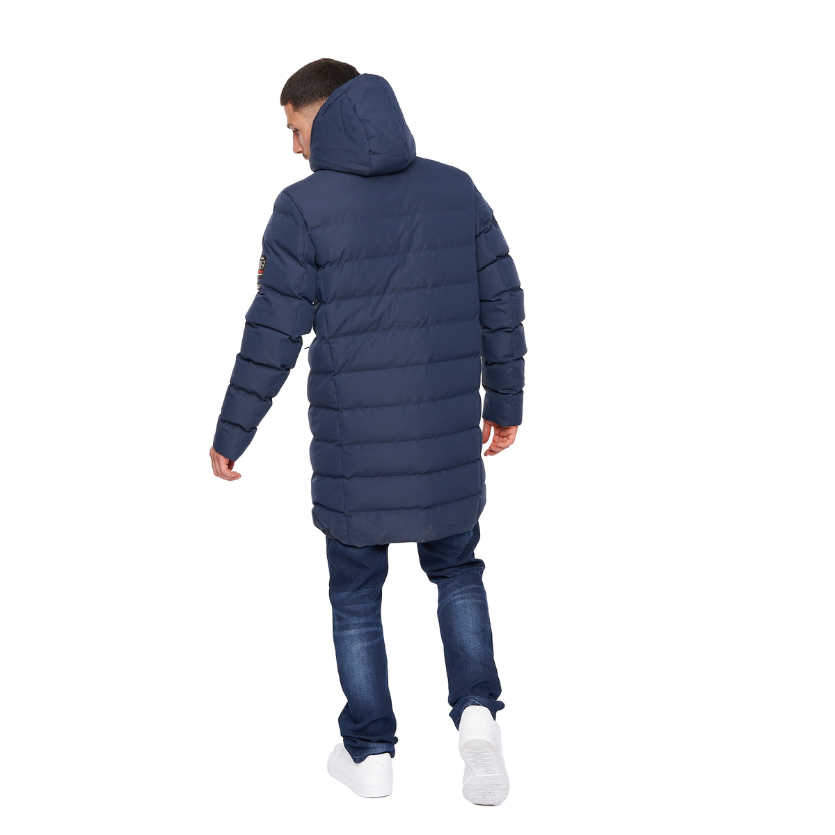 Navy - Back - Crosshatch Mens Longkamp Jacket