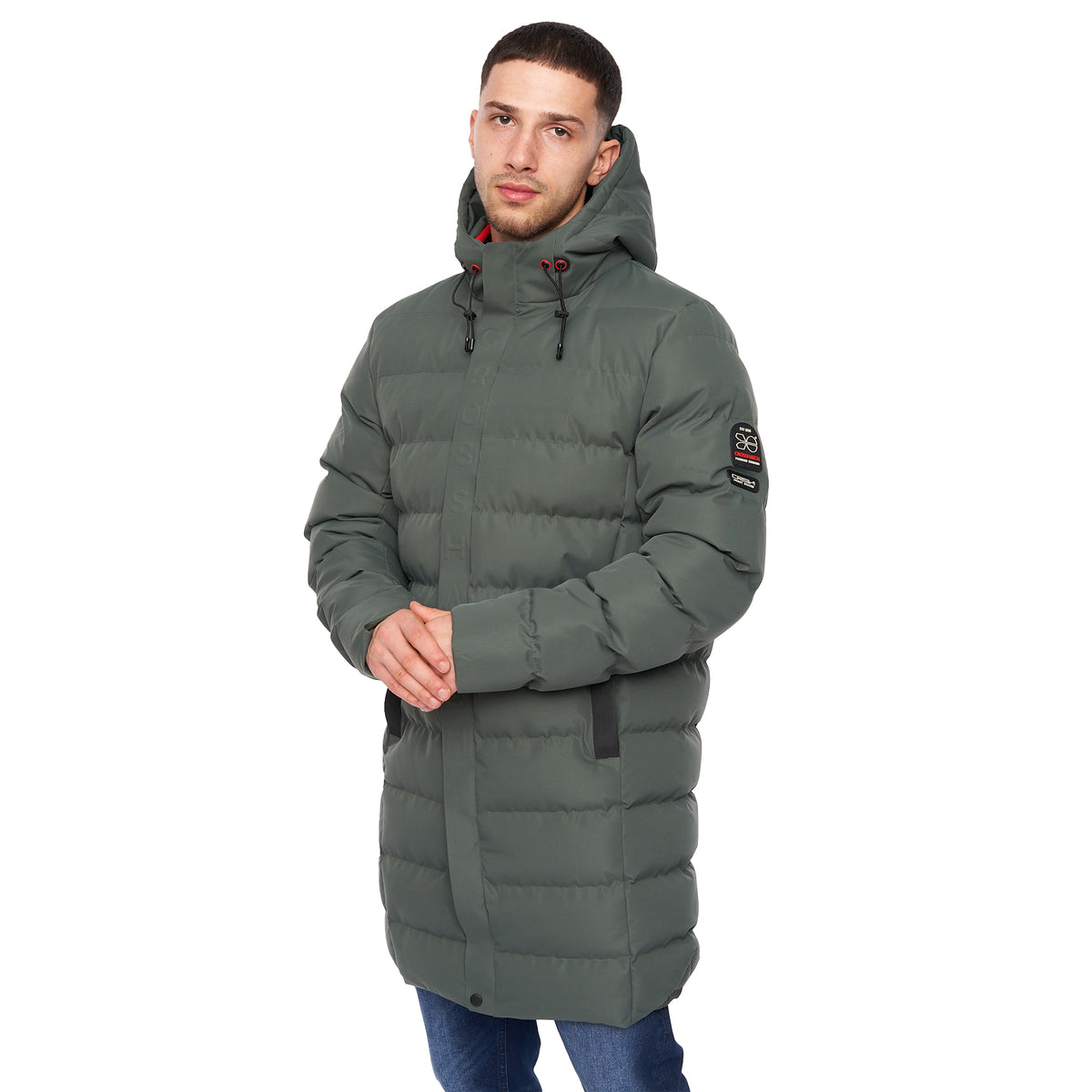 Olive - Front - Crosshatch Mens Longkamp Jacket