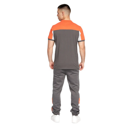 Dark Grey-Orange-White - Back - Crosshatch Mens Jabblist Polo Shirt