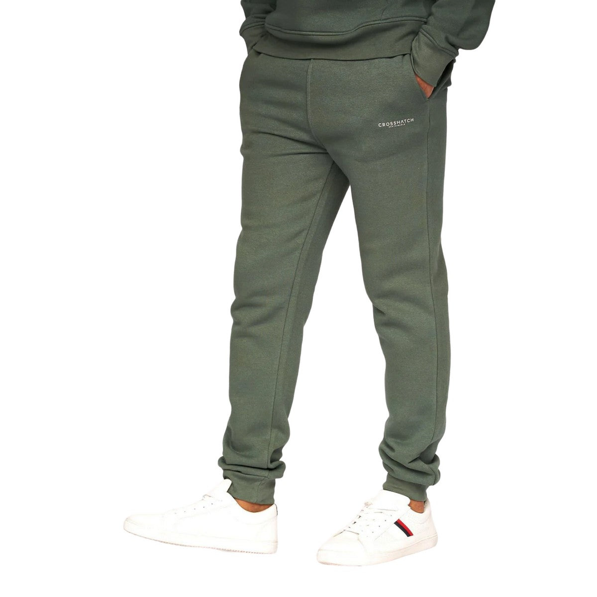Khaki Green-Stone - Back - Crosshatch Mens Traymax Jogging Bottoms (Pack Of 2)