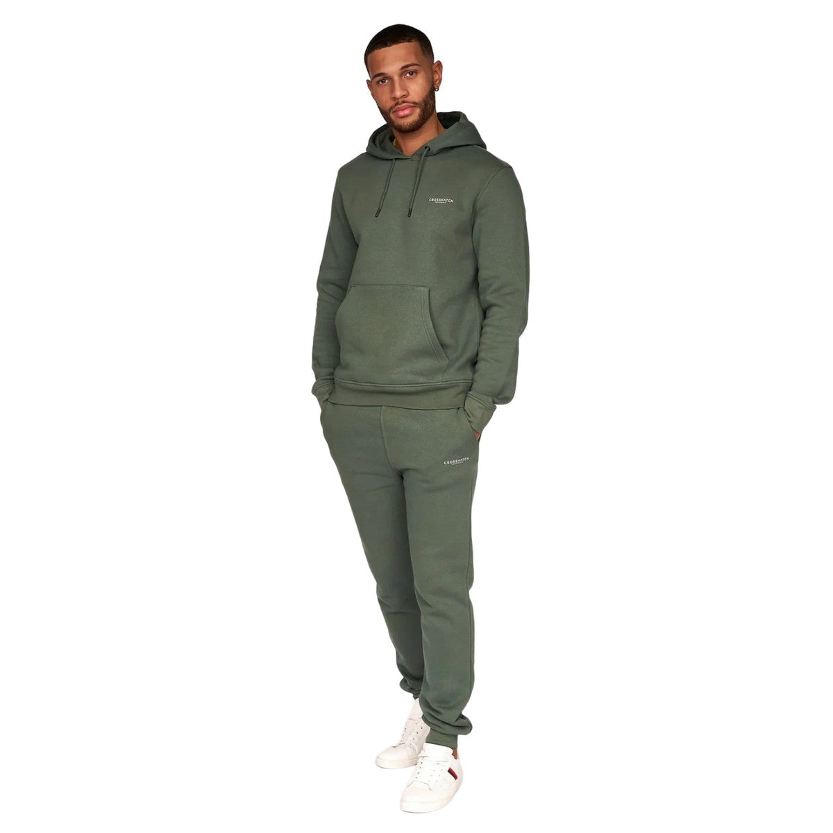 Khaki Green-Stone - Side - Crosshatch Mens Traymax Jogging Bottoms (Pack Of 2)