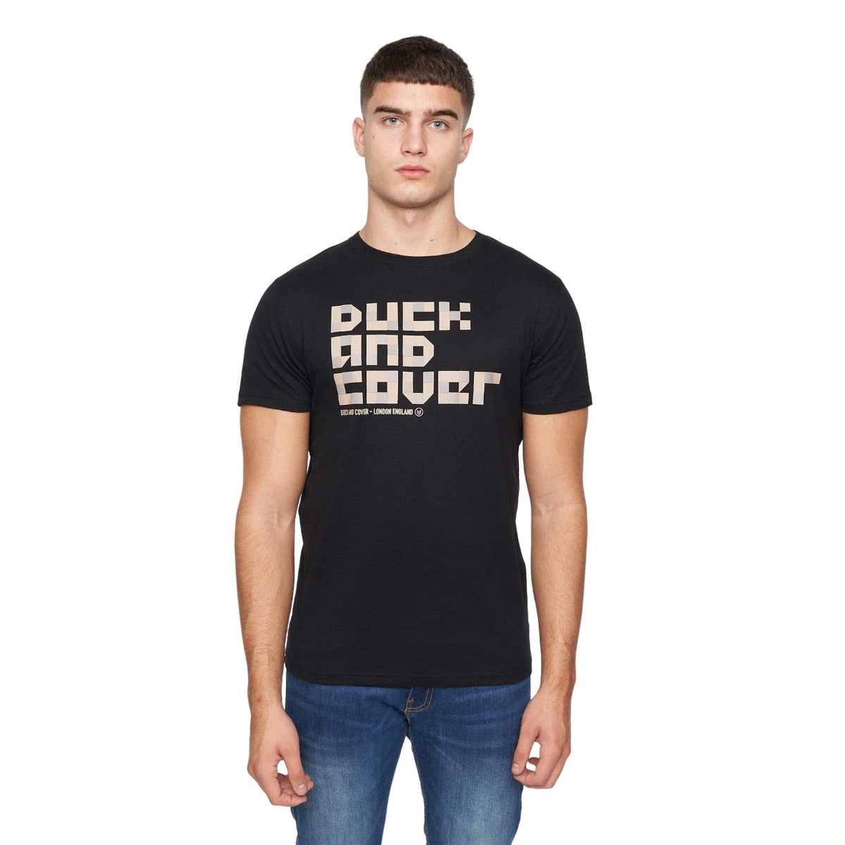 Black - Front - Duck and Cover Mens Balding T-Shirt