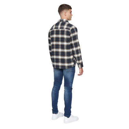 Navy - Back - Duck and Cover Mens Francore Checked Overshirt