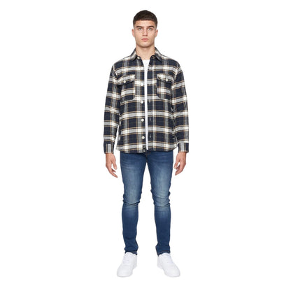 Navy - Side - Duck and Cover Mens Francore Checked Overshirt