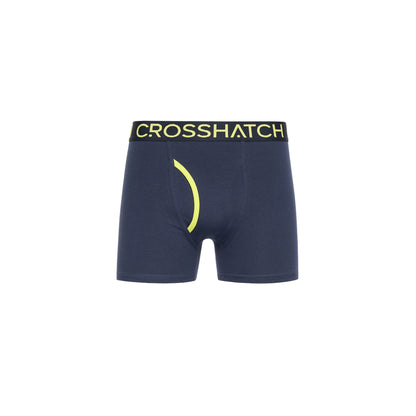 Navy - Side - Crosshatch Mens Trioglow Boxer Shorts (Pack of 3)