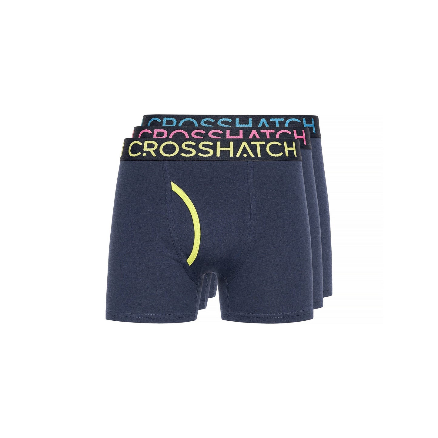 Navy - Front - Crosshatch Mens Trioglow Boxer Shorts (Pack of 3)
