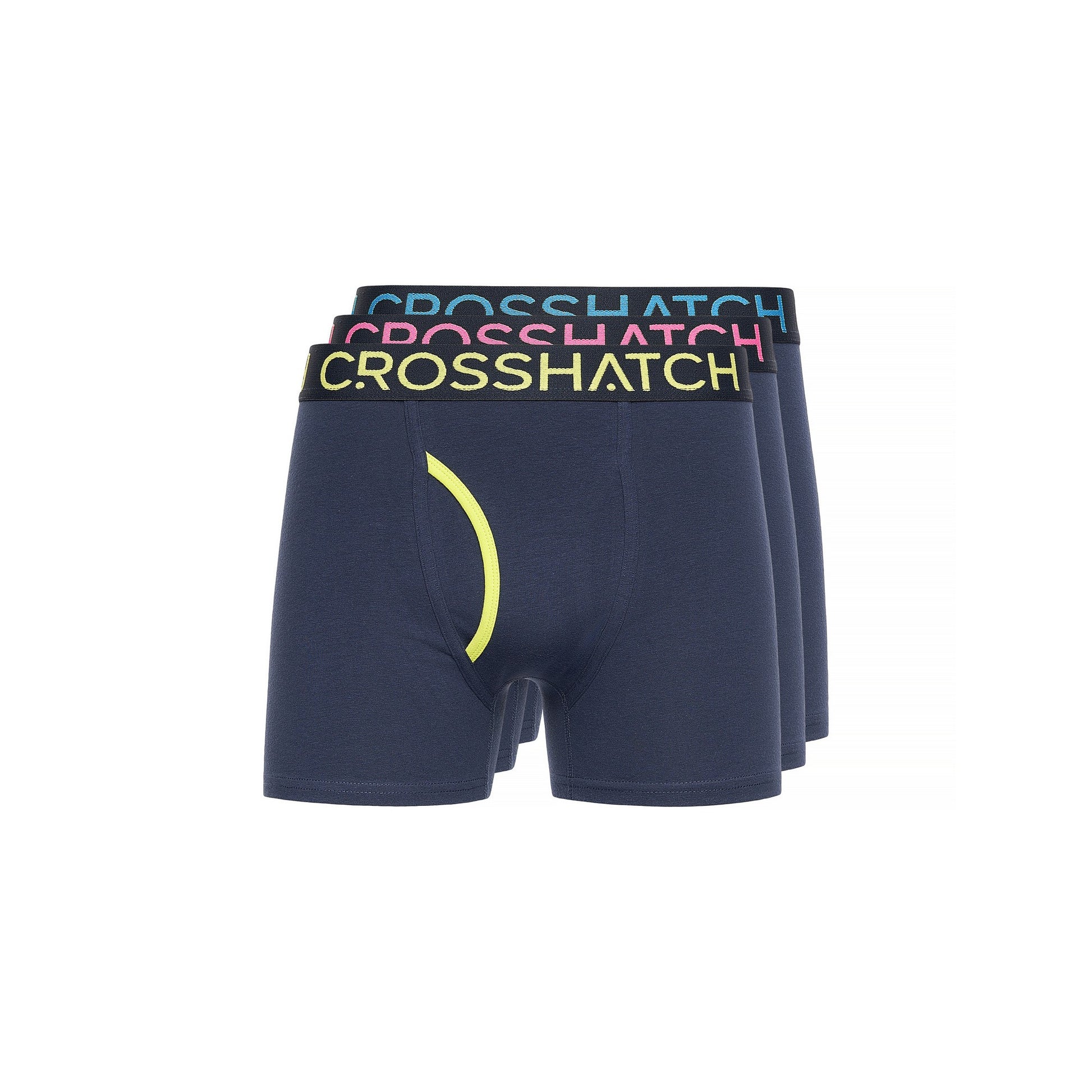 Navy - Front - Crosshatch Mens Trioglow Boxer Shorts (Pack of 3)