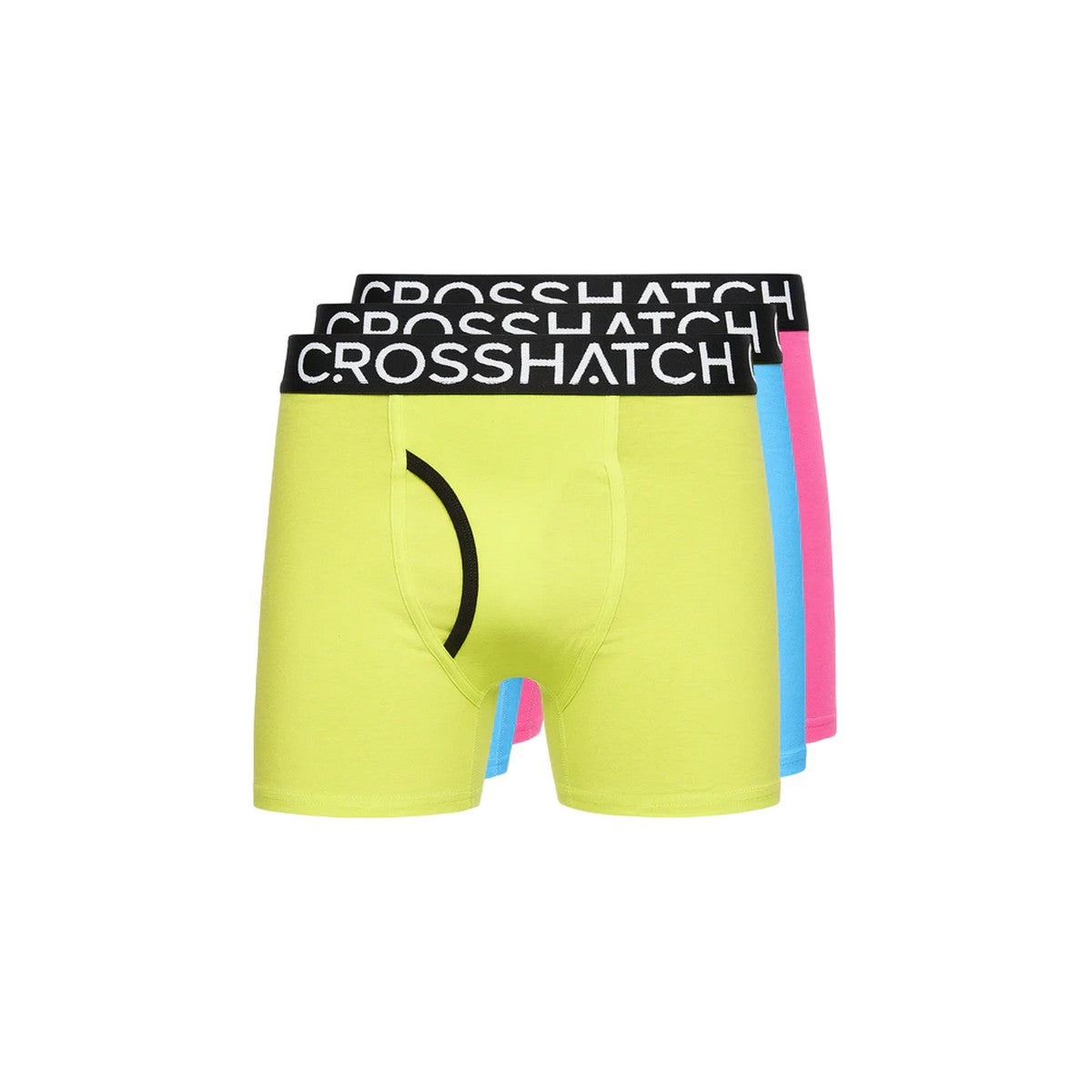 Black - Front - Crosshatch Mens Trioglow Bright Boxer Shorts (Pack of 3)