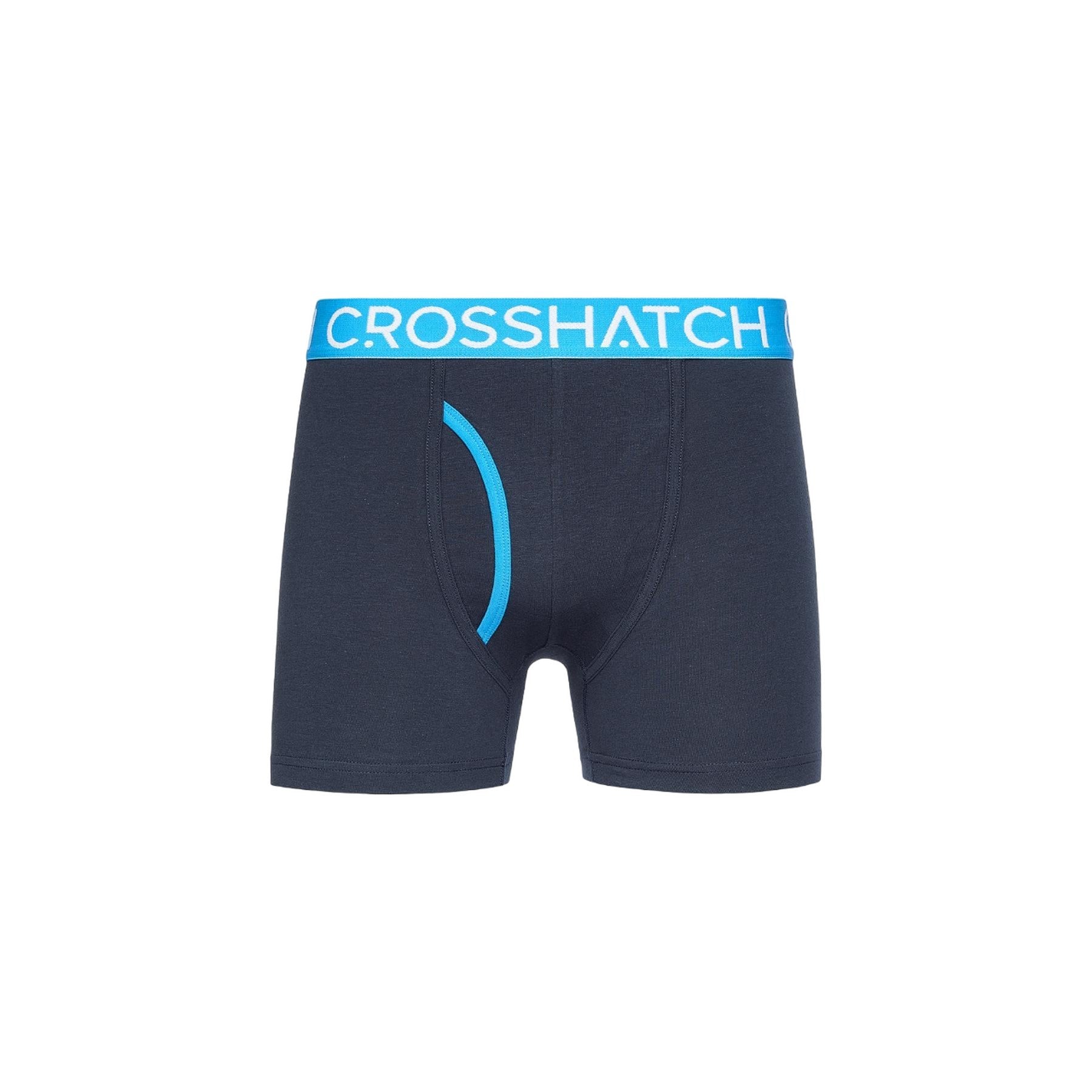 Blue - Back - Crosshatch Mens Linamo MVE Open Fly Boxer Shorts (Pack of 3)