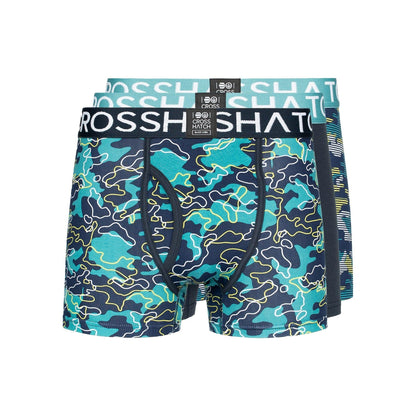 Teal - Front - Crosshatch Mens Linamo MVE Open Fly Boxer Shorts (Pack of 3)