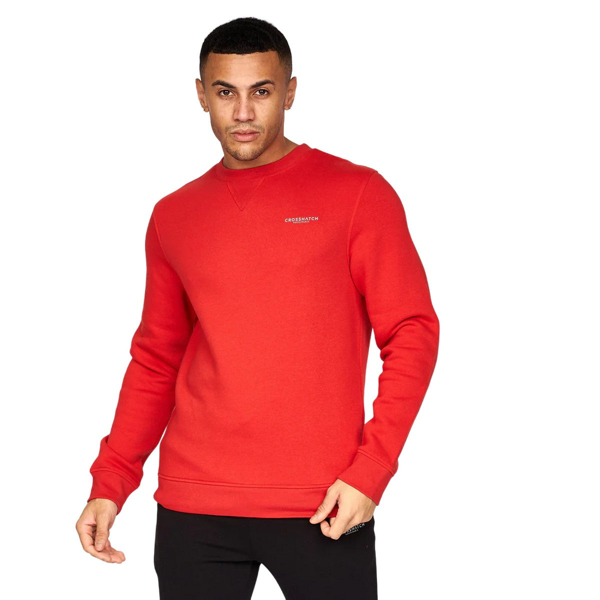 Red-Charcoal - Side - Crosshatch Mens Traymax Crew Neck Sweatshirt (Pack of 2)