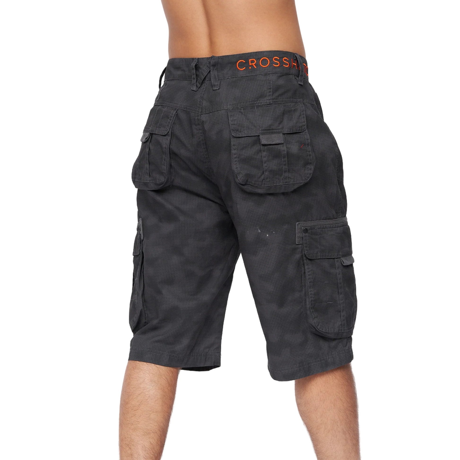 Grey - Back - Crosshatch Mens Hanwhere Camo Cargo Shorts
