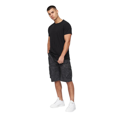 Grey - Side - Crosshatch Mens Hanwhere Camo Cargo Shorts