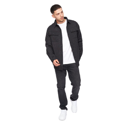 Charcoal - Lifestyle - Crosshatch Mens Dakari Fleece Overshirt