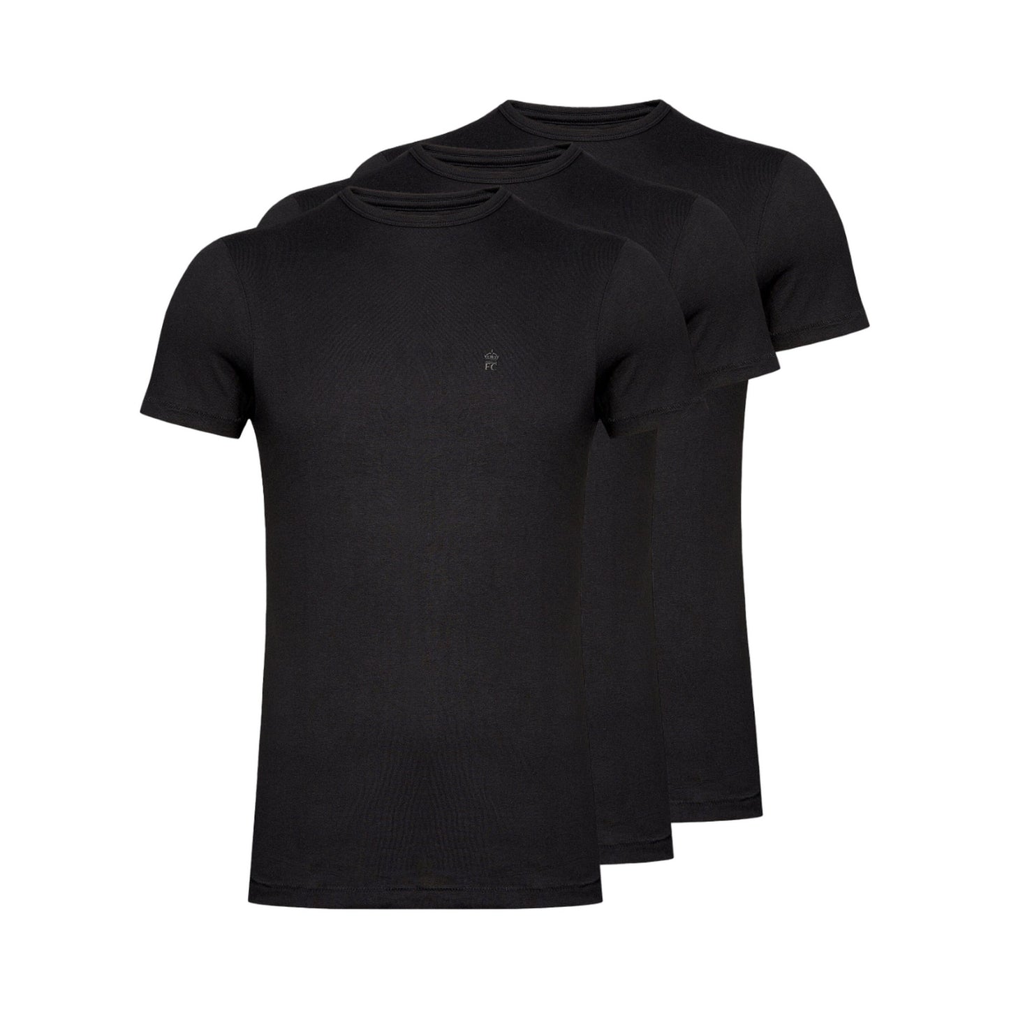 Black - Front - French Connection Mens Crew Neck T-Shirt (Pack of 3)
