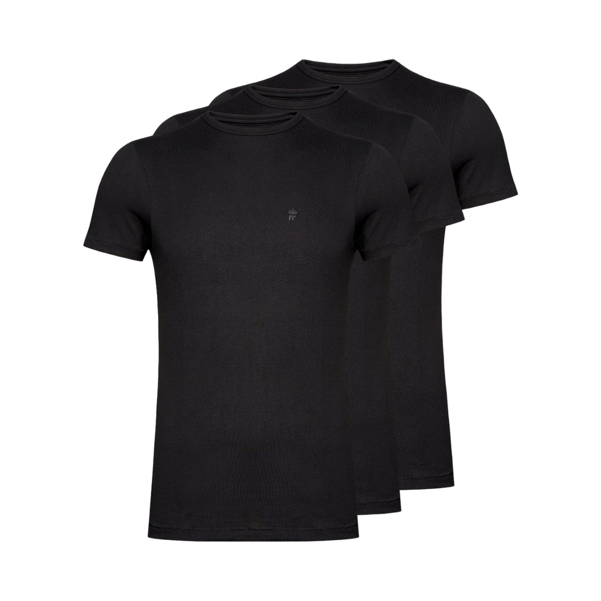 Black - Front - French Connection Mens Crew Neck T-Shirt (Pack of 3)