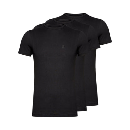 Black - Front - French Connection Mens Crew Neck T-Shirt (Pack of 3)