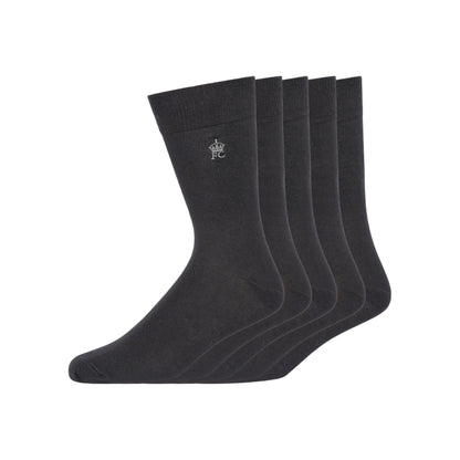 Black-Gunmetal Grey - Front - French Connection Unisex Adult Socks (Pack of 5)