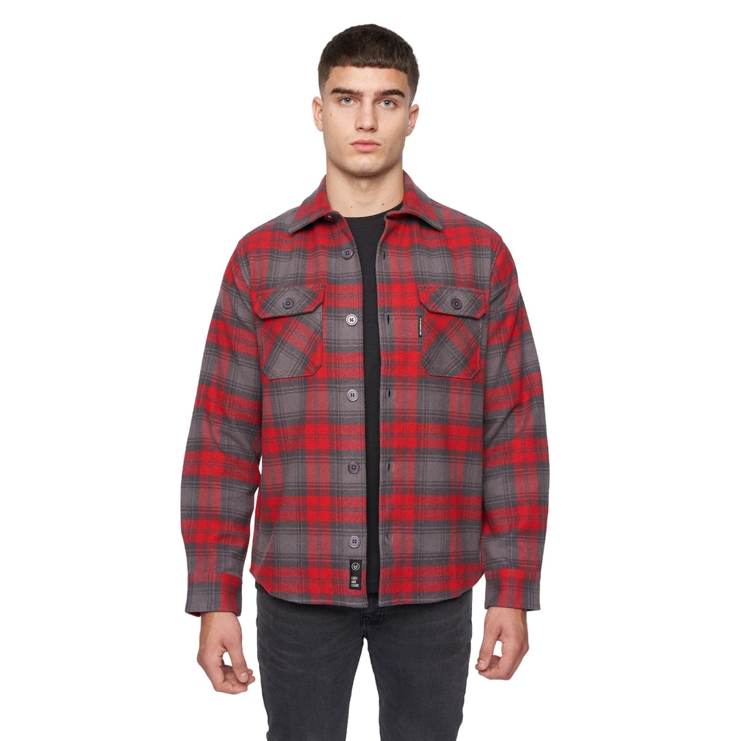 Red - Front - Duck and Cover Mens Willington Checked Overshirt