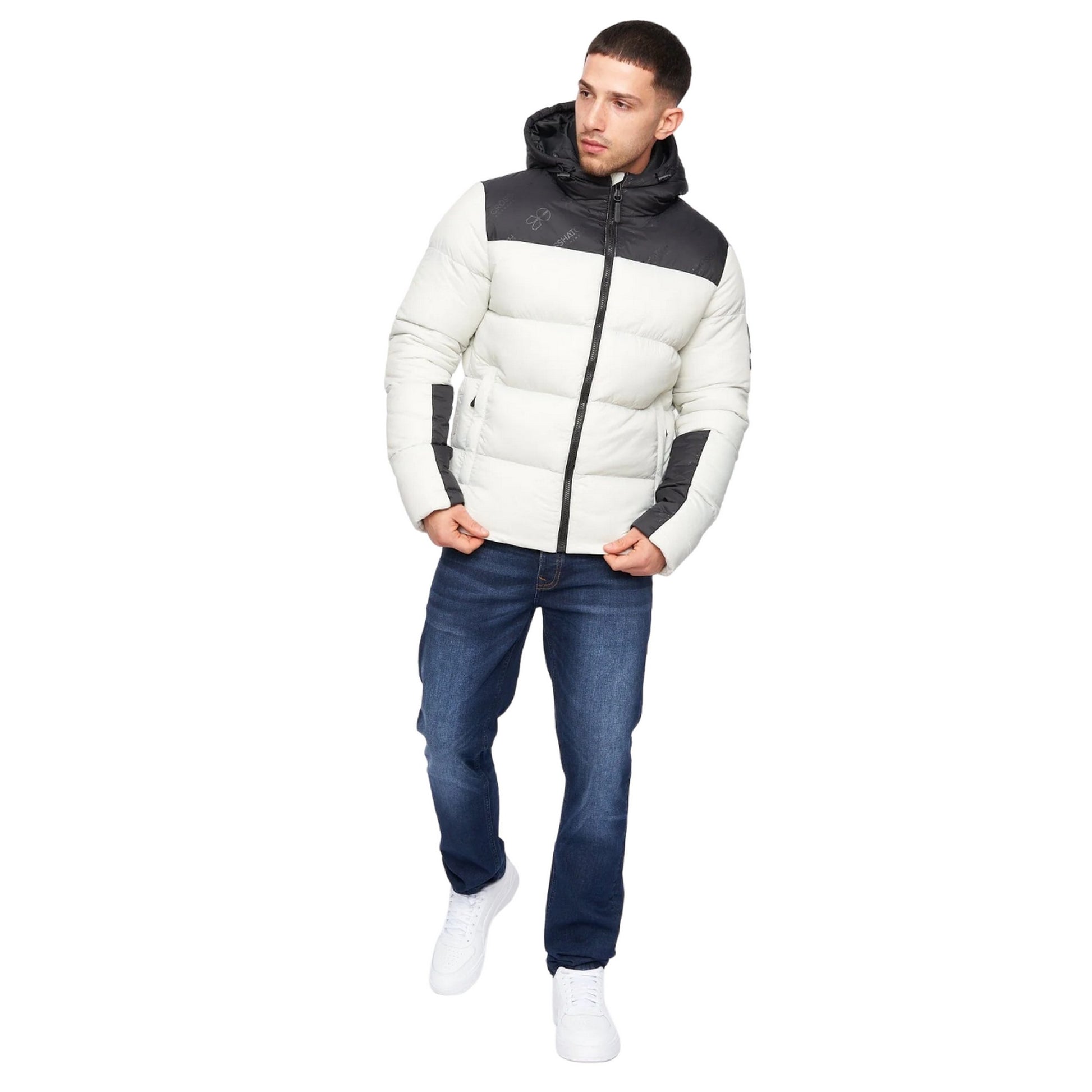 Putty-Black - Lifestyle - Crosshatch Mens Chemerley Hooded Jacket