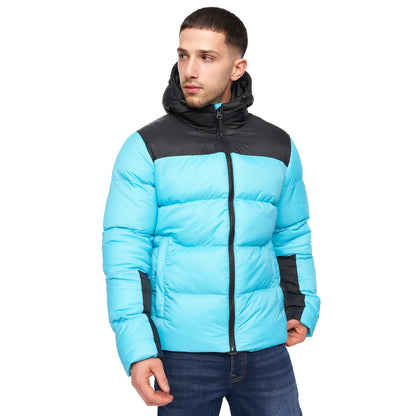 Turquoise-Black - Front - Crosshatch Mens Chemerley Hooded Jacket