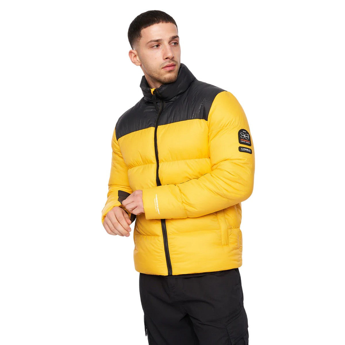 Yellow-Black - Front - Crosshatch Mens Demerley Jacket
